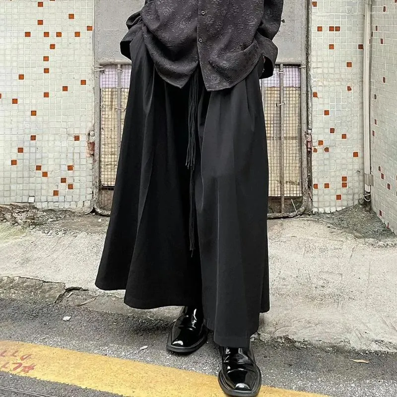 Pantaloni da uomo stile cavaliere oscuro culottes senza genere giapponesi necessità coppia tinta unita casual allentata di media lunghezza retrò