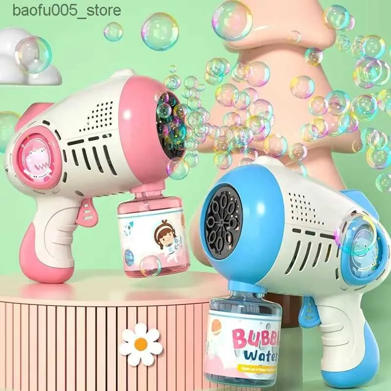 Yenilik Oyunları Bebek Banyo Toys Bubble Gun 32 Delik Kabarcık Makinesi Elektrikli Üfleyici Astronot üfleme Baloncuk Oyuncak Açık Düğün Partisi Malzemeleri Çocuk Hediyeleri Q240307