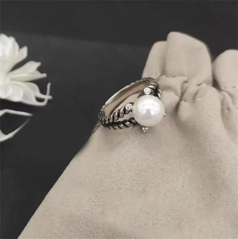 Betrokkenheidsringen voor vrouwen Designer sieraden Mens Geplaatste Silver Dy Vintage Ring Persoonlijkheid Huwelijksverjaardag Huidig Classic Twisted Dames Zh144 E4