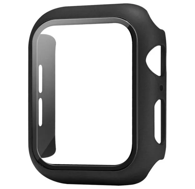 Full Cover tempered glass cover case for Apple Watch Series 7 6 5 4 3 2 iWatch Matte Plastic Bumper Hard Frame Screen Protector Ac9300925