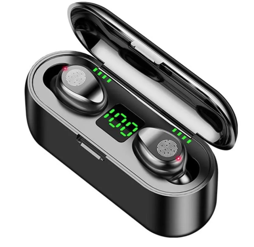 TWS F9 Wireless earphones Sport Bluetooth headphone Touch Mini Earbuds Stereo Bass Headset with 2000mAh Charging Case Power Bank6367523