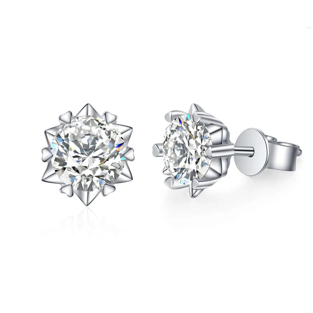 925 Silver Earring with Moissanite Diamond 1ct Vvs Snowflake Shape Earrings for Women