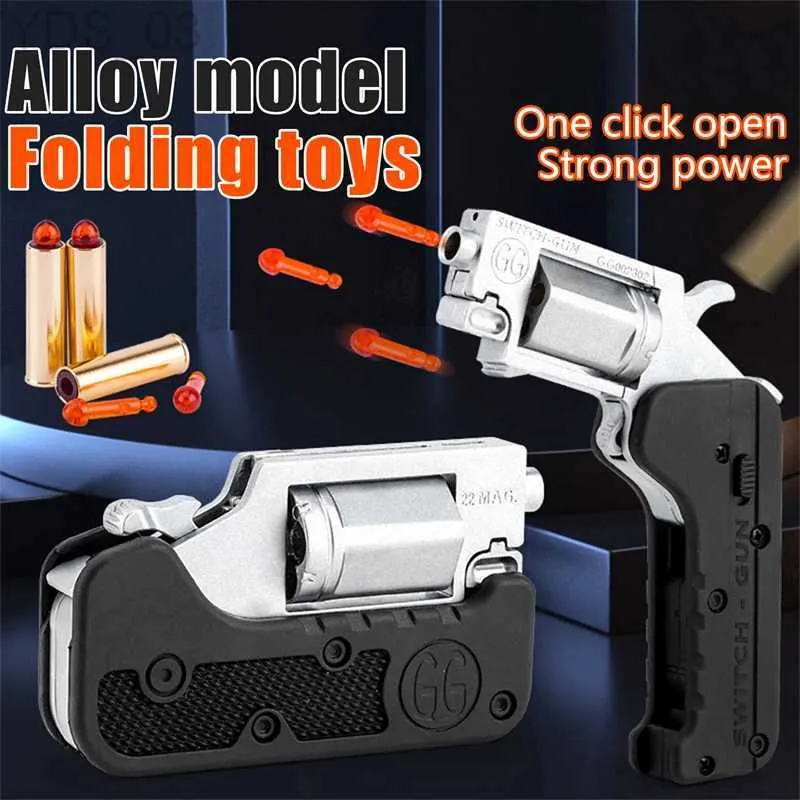 Gun Toys 1pc New Ghost Switch-Gun Folding Alloy Left Wheel Metal Model Wheel Simulation Toy Soft Gun With Plastic Bullets YQ240307