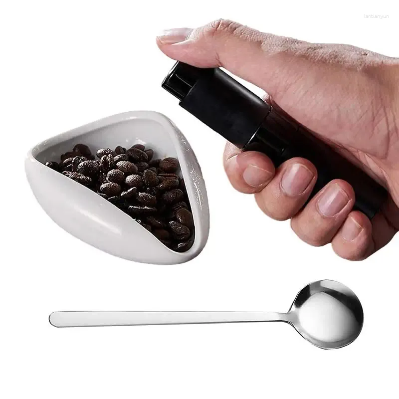 Bandejas para té, juego de taza dosificadora de granos de café y botella pulverizadora, pulverizador de cerámica para expreso, Kit de bandeja medidora de dosis única, fácil de instalar