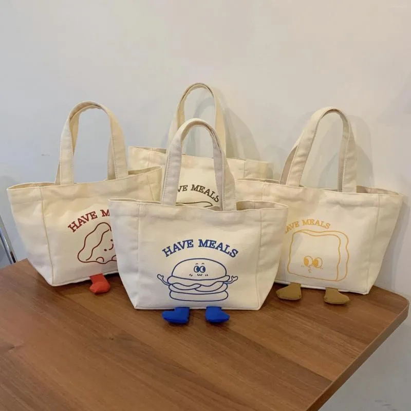 Boodschappentassen Bento Bag Leuke cartoon student canvas handtas vrouw kant voor dames