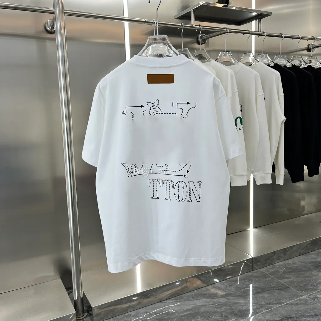 Nouveaux t-shirts imprimés lettre graphique noir blanc coton col rond designer classiques couple hommes femmes vêtements t-shirts S-2XL