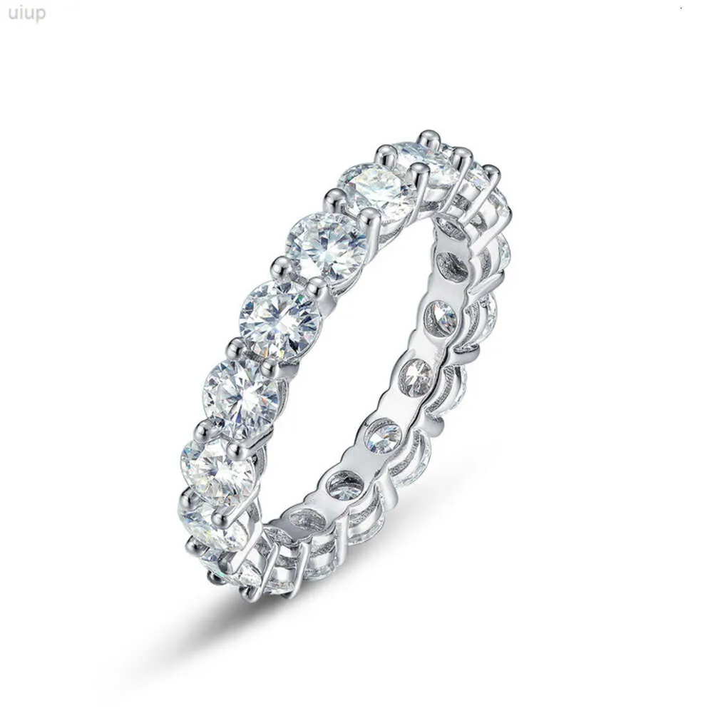 Cluster GRA gecertificeerd 4 mm 925 Silver Eternity Ring Sieraden Iced Out Hip Hop Tennis Moissanite Cuban Link Band