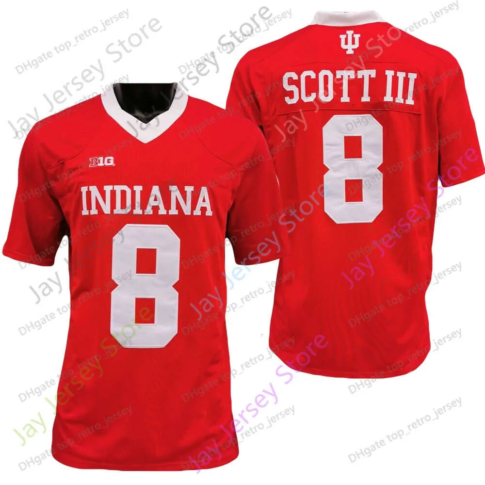 2020 NCAA NECAA Indiana Hoosiers Jerseys 8 Stevie Scott III College Football Jersey Size Youth Adult Red