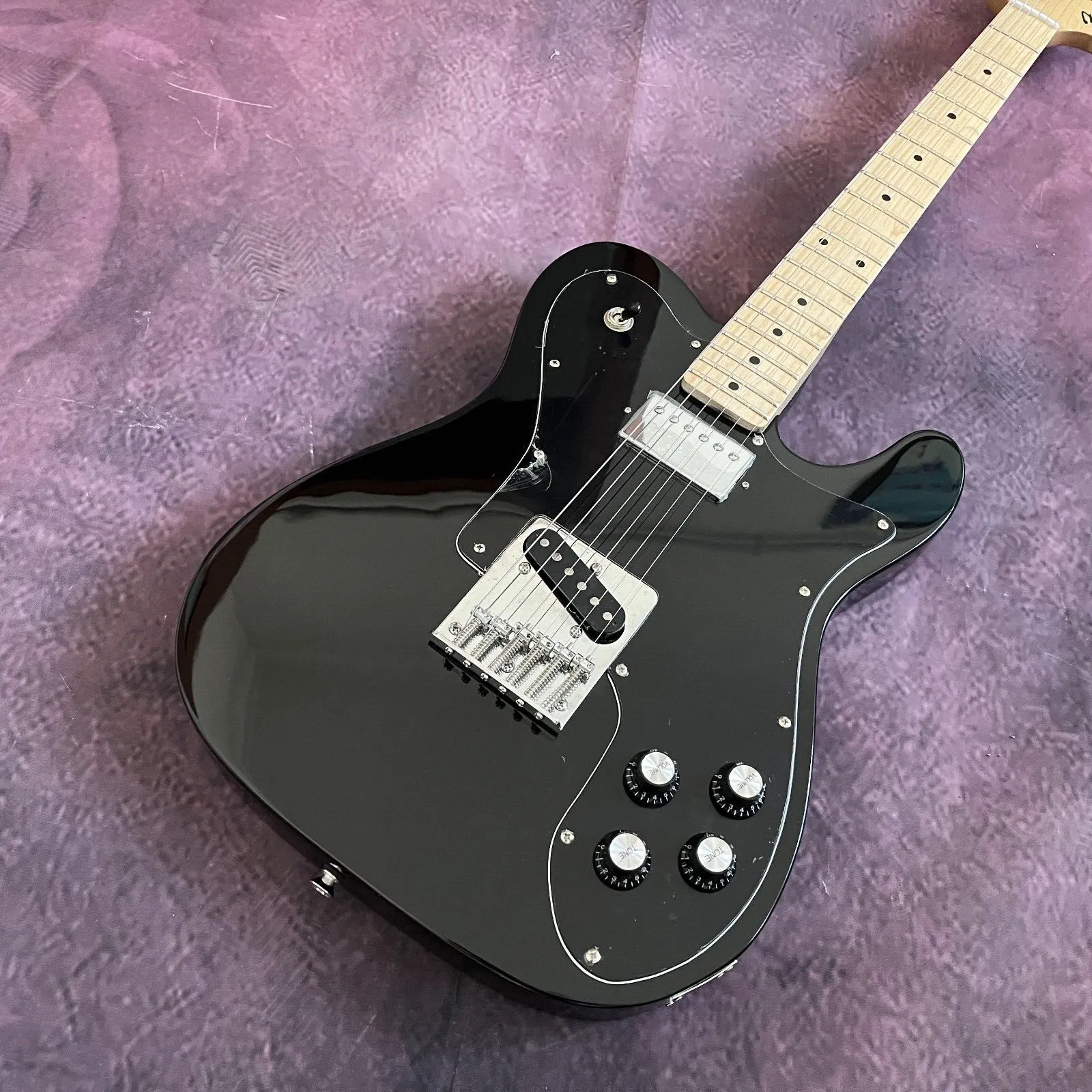 Niestandardowa gitara elektryczna 21 FRET Black Solid Ciałe Srebrny sprzęt w magazynie