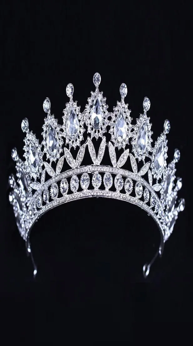 Luxo prata cristais coroas de casamento frisado tiaras de noiva strass cabeça peças bandana barato acessórios para o cabelo concurso coroa1459976