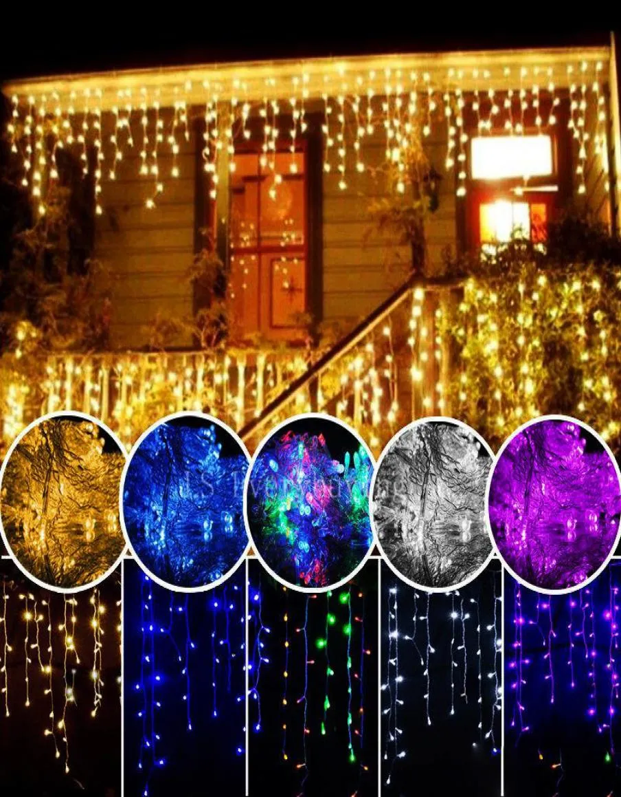 Vorhang Eiszapfen LED-Lichterketten Weihnachtsbeleuchtung 4 m Droop 0406 m Außendekoration 220 V 110 V LED-Weihnachtslicht Neujahrsgarten7605451