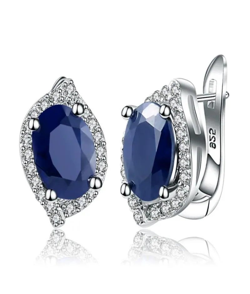 Stud Gem039S Ballet 3 32CT Oval Natural Blue Sapphire Gemstone Earrings 925 Sterling Silver Wedding Fine Jewelry for Women 22108013731