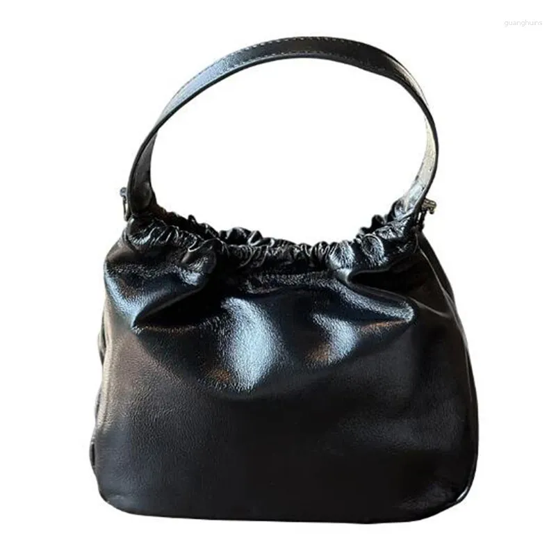 Evening Bags 2024 Leather Bucket Bag Women's Luxury Design Basket Soft Cowhide Pleated Crossbody