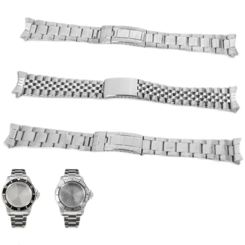 Stainless Steel Watch Strap 20mm Watchband Bracelet for Vintage Case Watch Modification Part Full Sand Middle Polished Band 240301