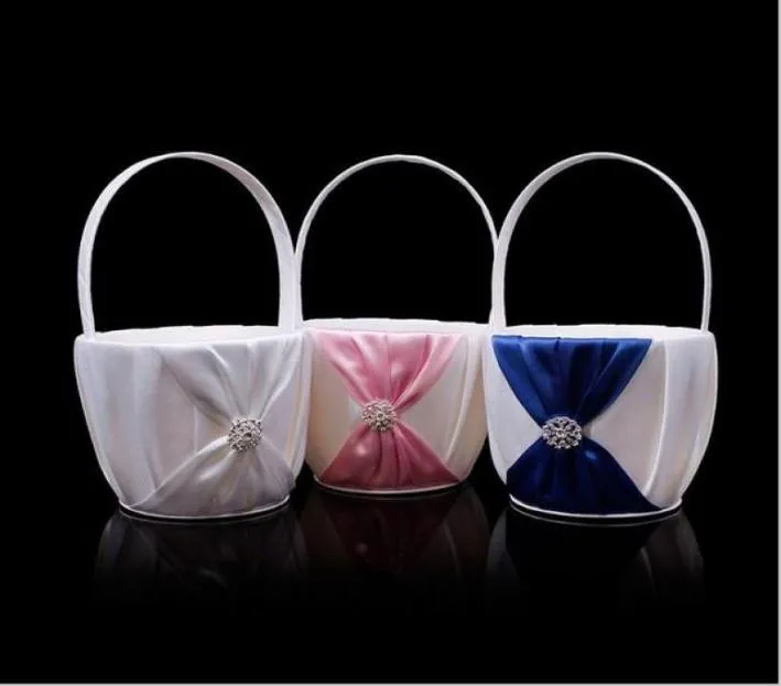 2020 New Fashion Royal Blue White Pink Bow Wedding Supplies Flower Girl Basket For Wedding Supplies2168968