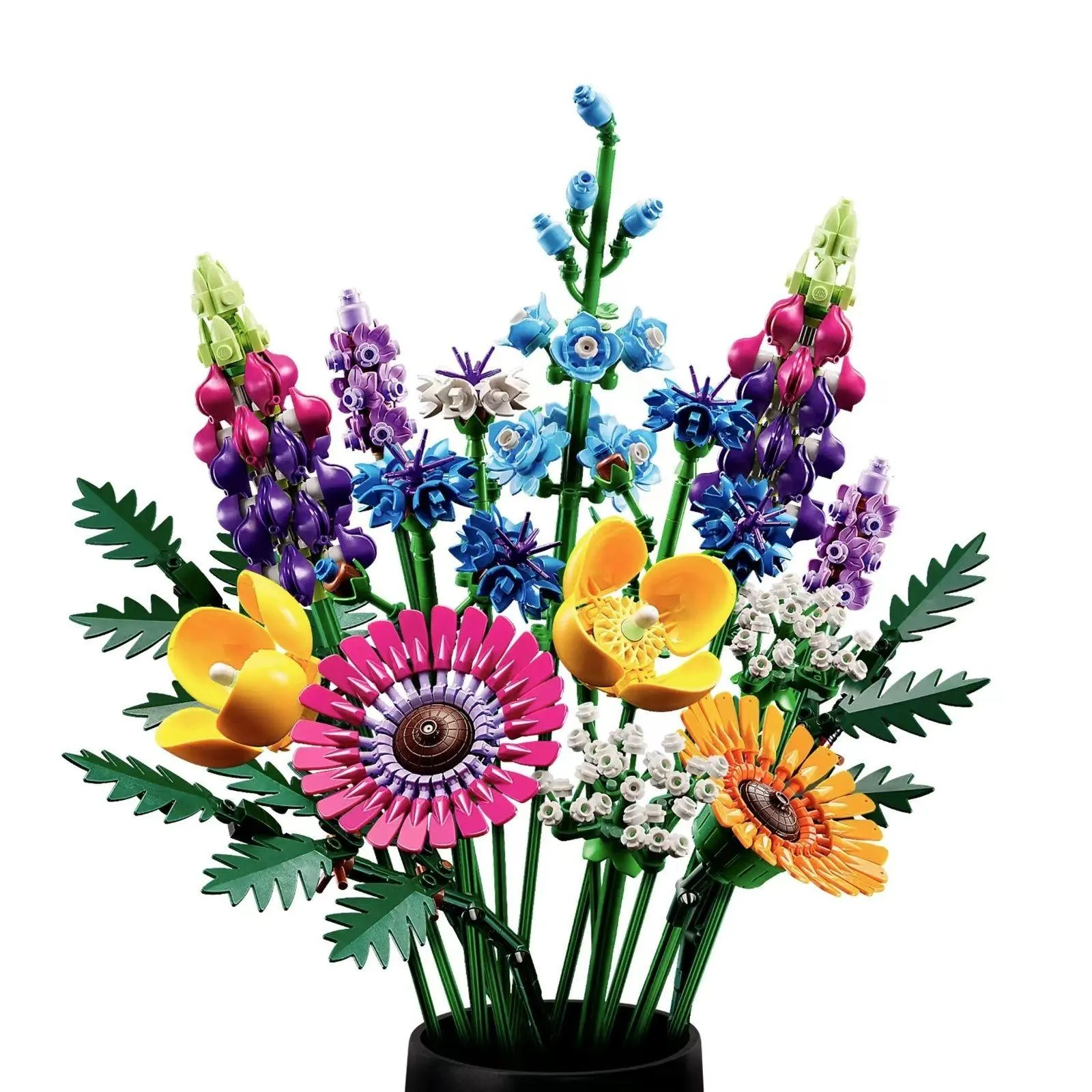 Bloki bukiet Wildflower kompatybilny 10313 sztuczne kwiaty Konstruktor Botaniczny kawałek na rocznicę urodzin Dostawa Dhow6