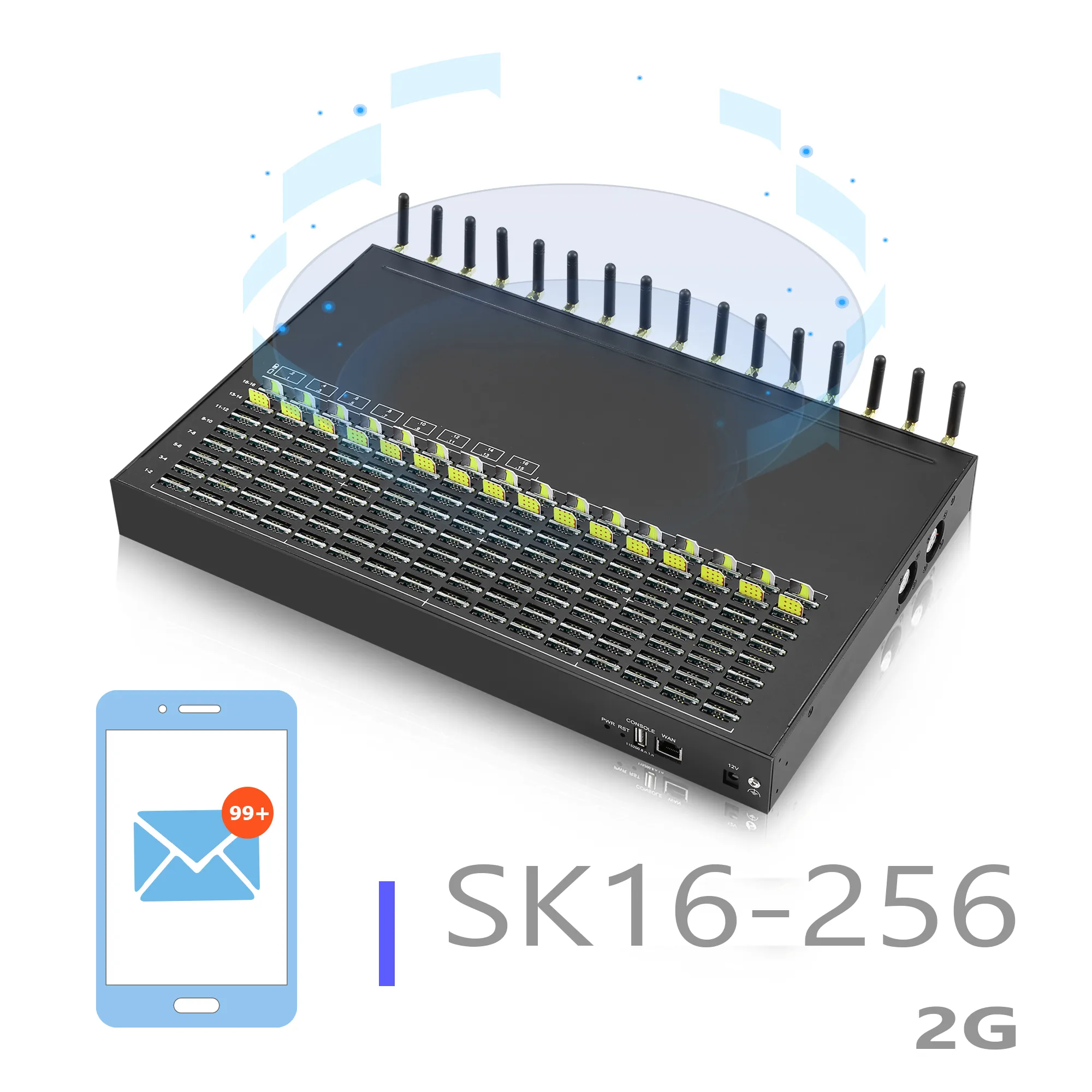 Gratis teknisk support Skyline Multi 256 SIM Card SMS Machine 16 Ports SMS Modem 2G GSM VoIP Gateway 4G LTE Gateway API/HTTP/SMPP Connect SMS Sending