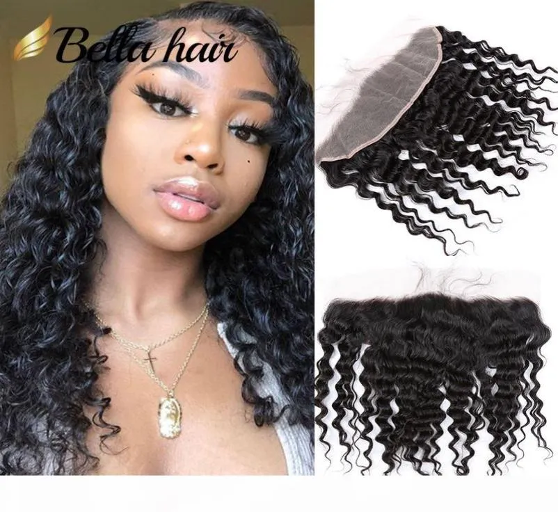 13x4 Deep Wave HD Lace Frontal Stängning Virgin Hår örat till örat frontala med babyhår brasiliansk peruansk indiska blekt knutar bell8262553