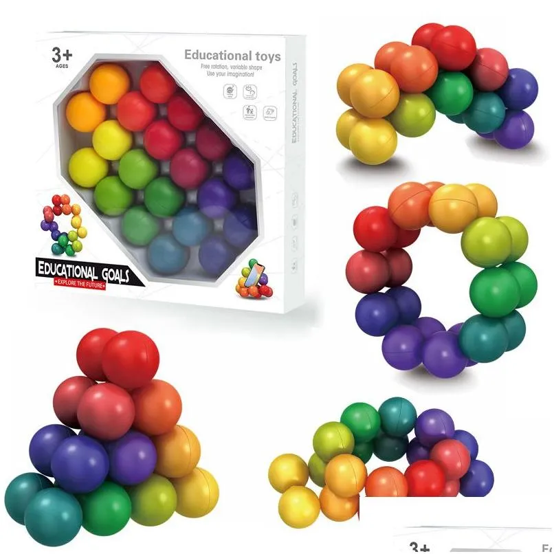 Decompressiespeelgoed Fidget 3D-puzzelbal Eindeloos gedraaid en gedraaid Flexibel Jionts Relief Bureau Scpture Speelgoed Intelligentieontwikkeling Dhitt