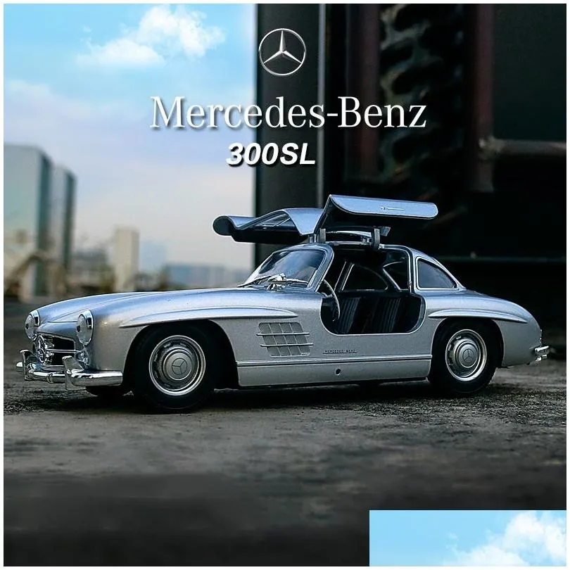 Литая модель автомобиля Модель Welly 1 24-Benz 300Sl 220 230Sl Литая машина из сплава Игрушечный транспорт Коллекционные подарки на день рождения для мальчика 230630 Dr Dh5Tq