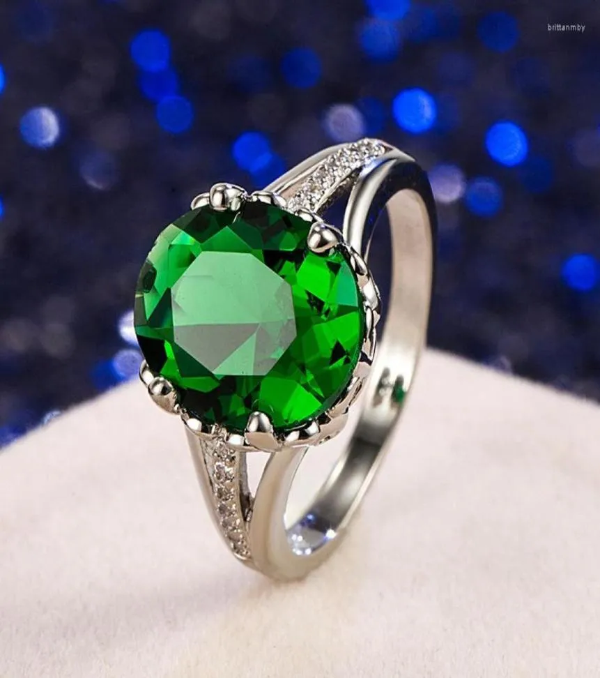 Cluster Rings Luxury 925 Sterling Silver Vintage Emerald Diamond For Women äkta fina smycken bröllopsdag gåva hela9691315