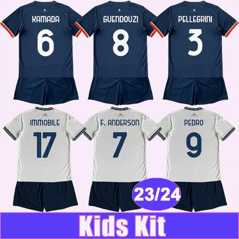 23 24 Lazio voetbalshirts voor kinderen PEDRO IMMOBILE PELLEGRINI GUENDOUZI LUIS ALBERTO KAMADA F. ANDERSON VECINO 3e voetbalshirts uit