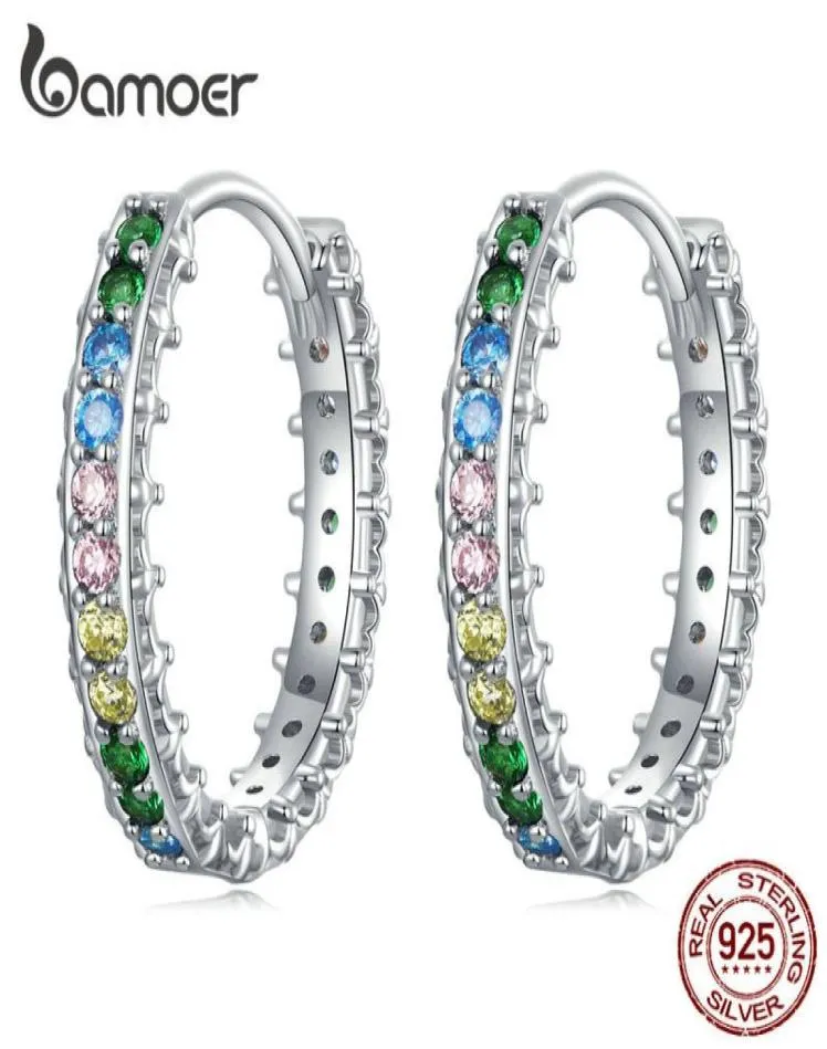 Hoop Huggie 925 Sterling Srebrne Kolorowe kolczyki z cyrkonu dla kobiet Fine Jewelry Fashion Simple Ear Buxles Prezent BRIDAL BSE683 26256885