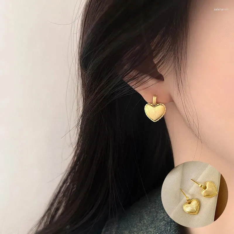 Pendientes de tuerca de Plata de Ley 925 con corazón de amor para mujer y niña, joyería con diseño de encaje Simple, regalo de cumpleaños