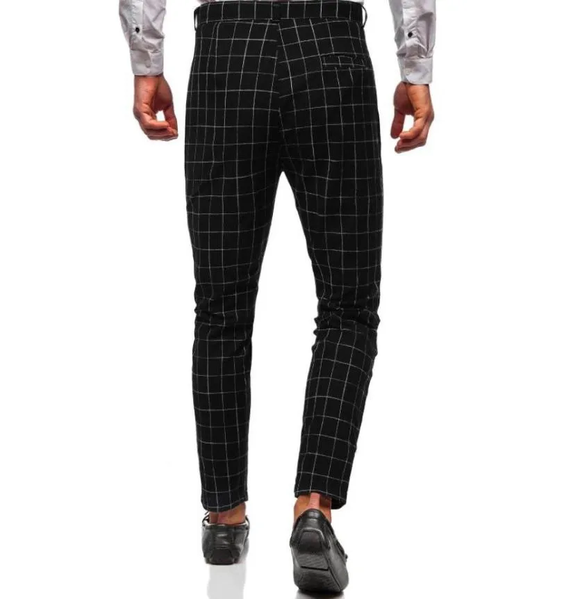 Men039s Pants Men Summer Fashion Plaid Patchwork Button Tunika Kieszonkowa kieszonkowa kieszonkowa