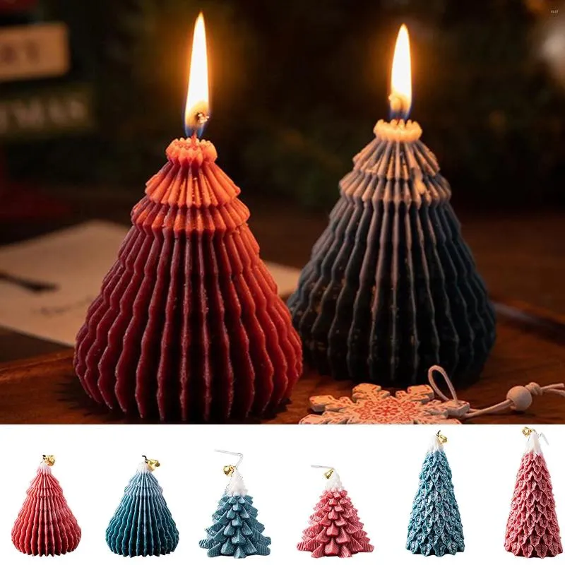 Castiçais criativos árvore de natal perfumada decoração presente de aniversário diy árvores de natal forma velas domésticas cera de soja sem fumaça