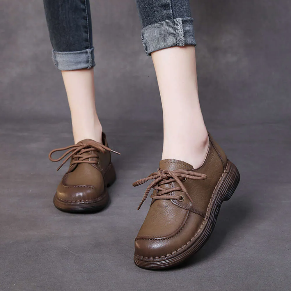 Soft Sole in Handmade Casual Women Leather Small Autumn New Comfortable Lace Up Cowhide Single for Womens Shoes 995 Sgle S 333