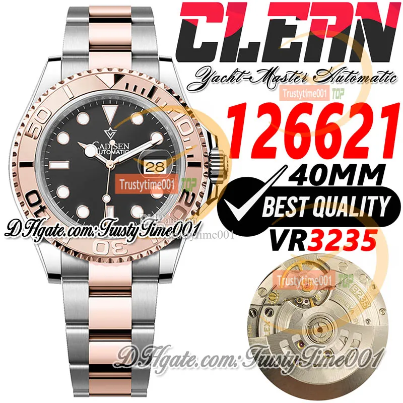 126621 VR3235 Relógio Masculino Automático Limpo CF Y-M 40mm Dois Tons Rosa Ouro Preto Dial 904L SS Caixa de Aço Pulseira Super Edition Trustytime001 Relógios Reloj Hombre Montre