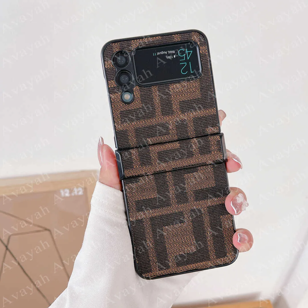 Чехлы для мобильных телефонов Роскошный чехол с буквой F для Samsung Z Flip 3 4 5 Fiber Skin Case Flip3 Flip4 Fold Cover iPhone 1