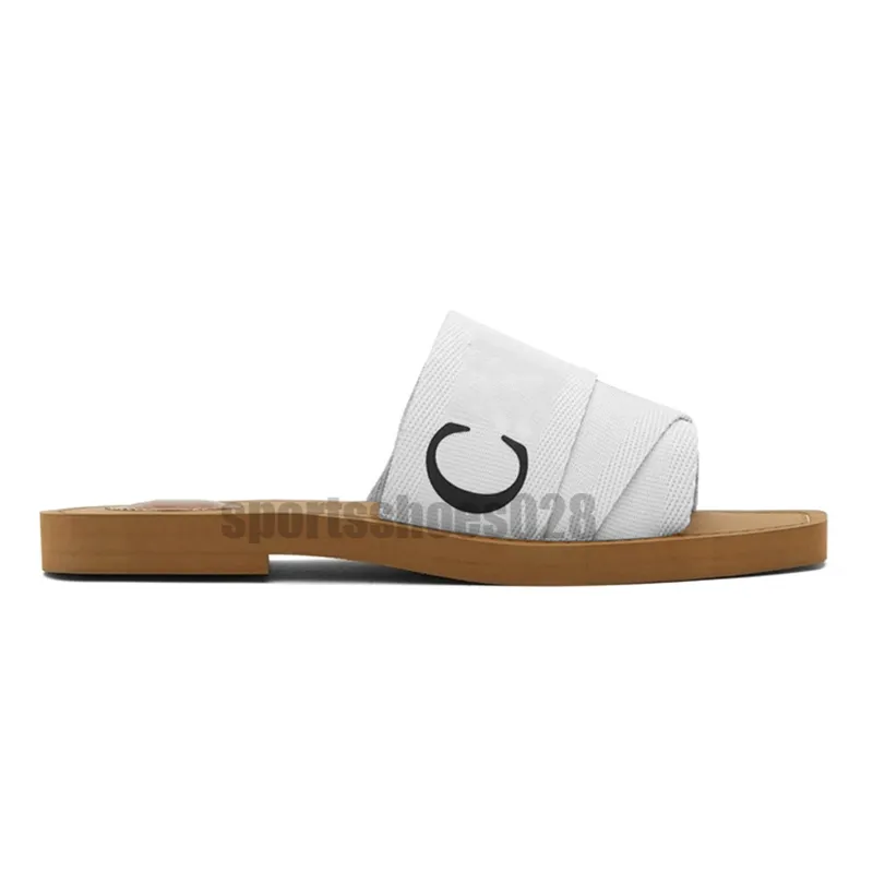 Luxury Sandals Designer Canvas Slippers Womens Woody Mule Flat Slides Famous Summer Chlos Casual Pantoufle Flip Flops