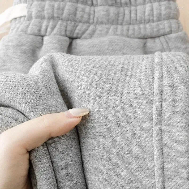 Pantalons pour femmes 600g sergé peluche polaire confortable pour hommes et haut de gamme gris décontracté sport polyvalent épaissi sanitaire