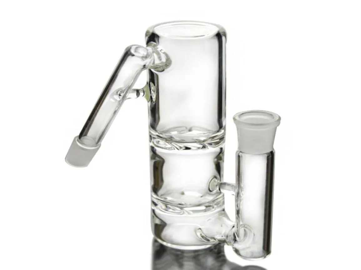 Dubbel cyklonglas Ash Catcher Turbine Dis Perc rökning Bong Tillbehör KLAR ASHCATCHER 45 grader 14mm 18mm Joint Ashp801 Ash3626253