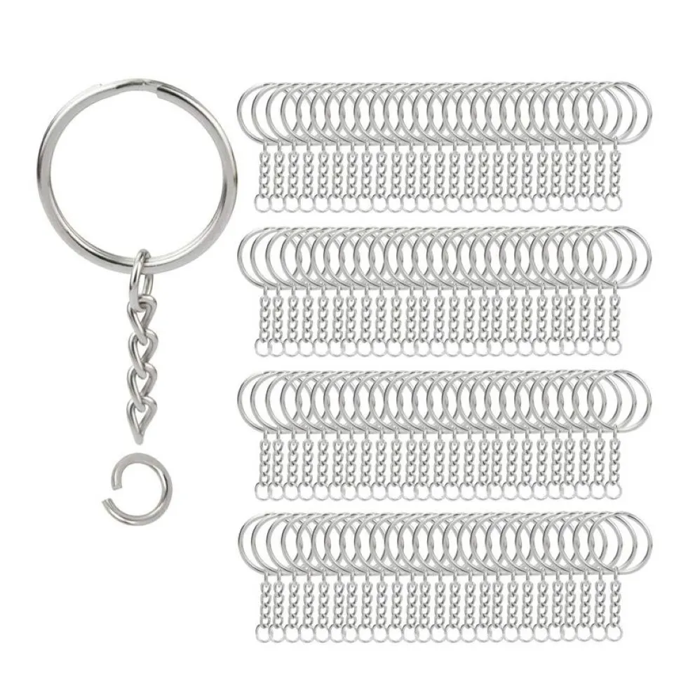 200pcs Split Key Chain Rings avec une bague clé en argent en chaîne et anneaux de saut ouvert en vrac pour l'artisanat bricolage 1 pouce 25 mm244q