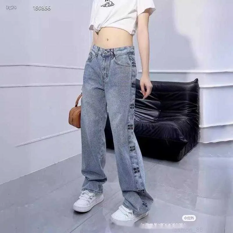 designer New niche design for springsummer 24 with embroidered side letters, washed high waisted straight leg jeans, long length VY8P