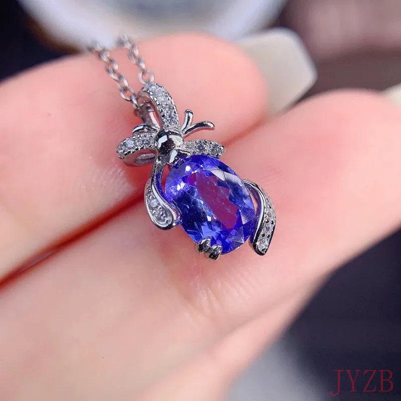 Natural Tanzanite Pendant Lady solid color 925 sterling silver necklace fine jewelry 240228