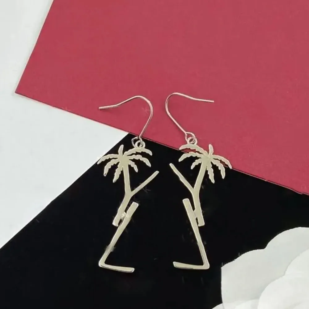 High quality Women Stud Earrings Designer Jewelry Palm Tree Dangle Pendant 925 Silver Earring Y Party Studs Gold Hoops Engagement 5EMD