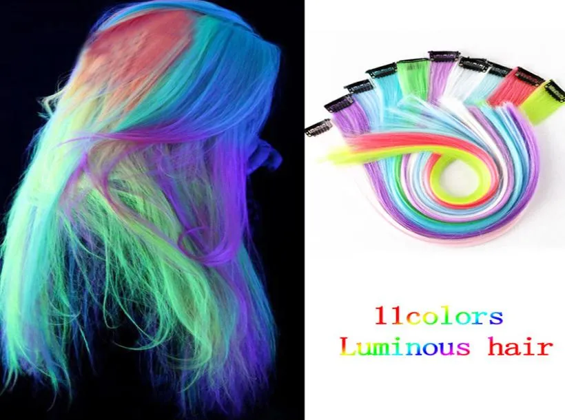 50cm único clipe em uma peça luminosa brilhante ombre extensões de cabelo sintético peças de cabelo para mulheres menina cabelos com clips6630064