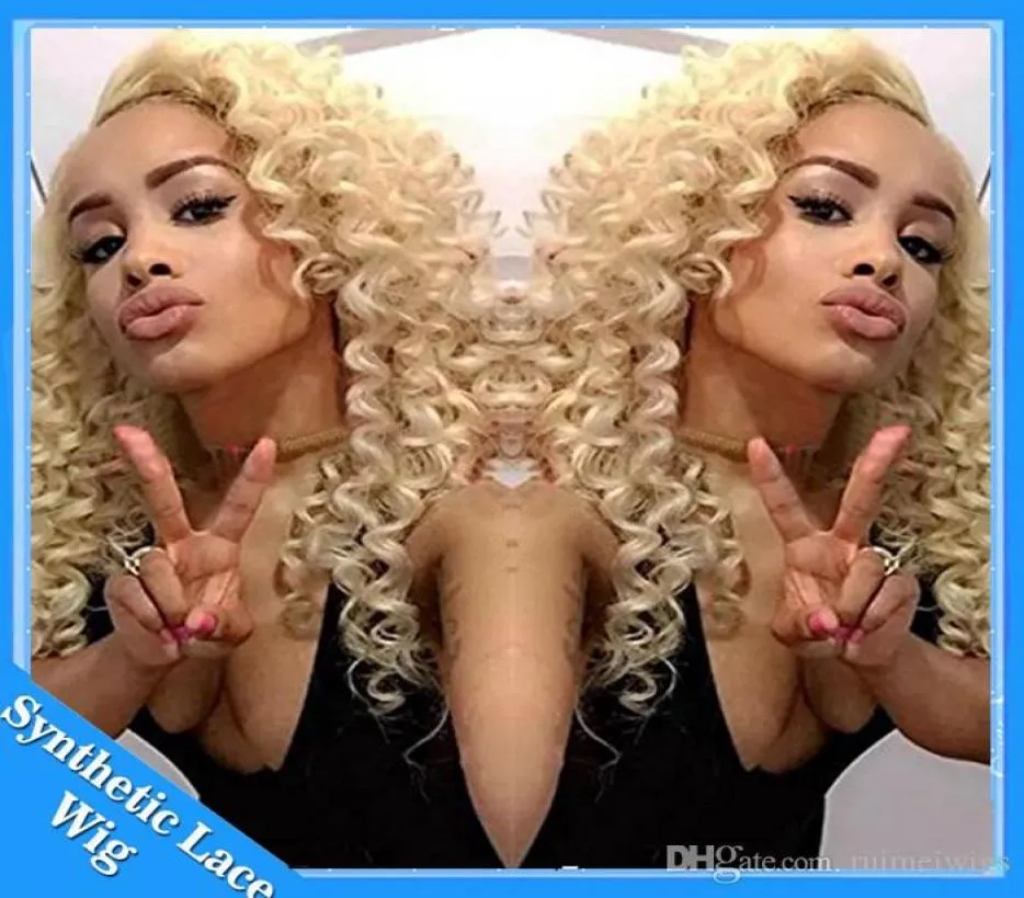 Cosplay Wig Afro Kinky Curly Natural Looking Blonde 613 Color Synthetic Lace Wig Heat Resistant Lace Front Curly Synthetic Wigs4847393