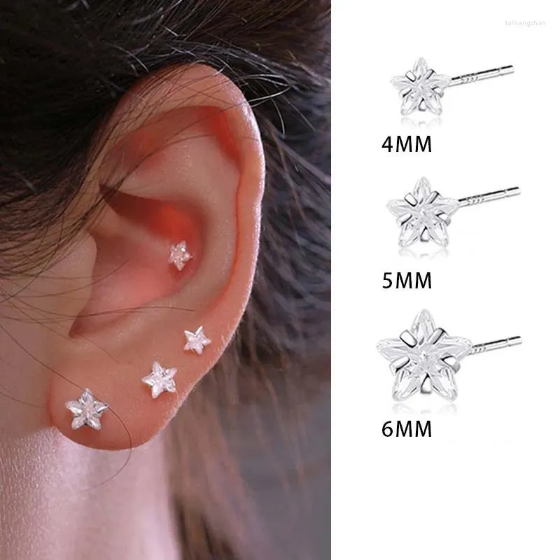 Brincos de parafuso prisioneiro 4/5/6mm mini zircão estrela de cristal para mulheres simples bonito dormir sem usar adolescente orelha perfurada jóias presentes