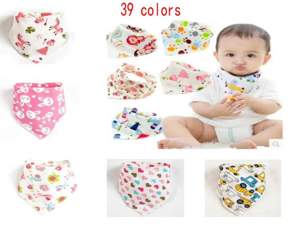 39 colors high quality baby cotton bibs infant soft Burp Cloths lunch Bib Towel triangle scarf double button newborn scarfs1801032
