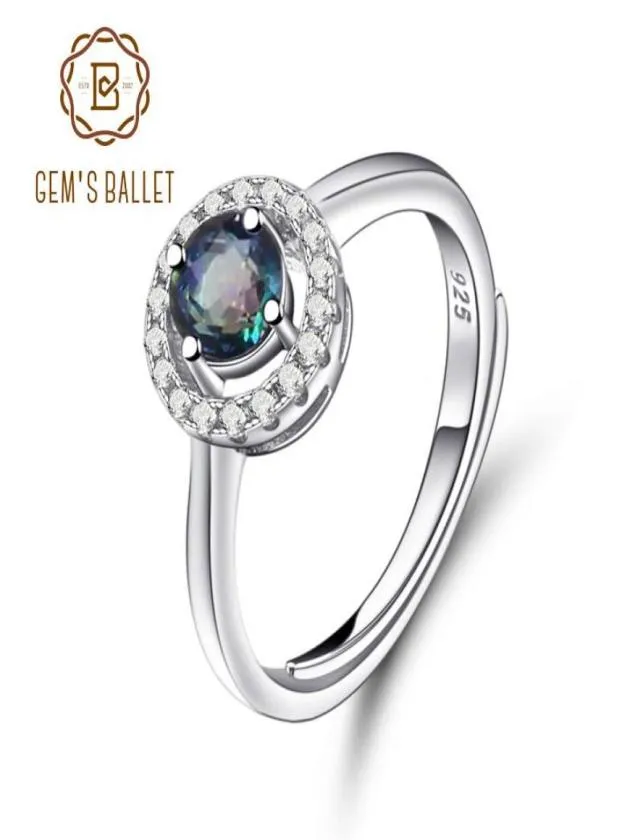 Cluster Rings Gem039s Ballet Natural Blueish Mystic Quartz Topaz äkta 925 Sterling Silver Justerbara kvinnor Bröllop Engagemen3977889