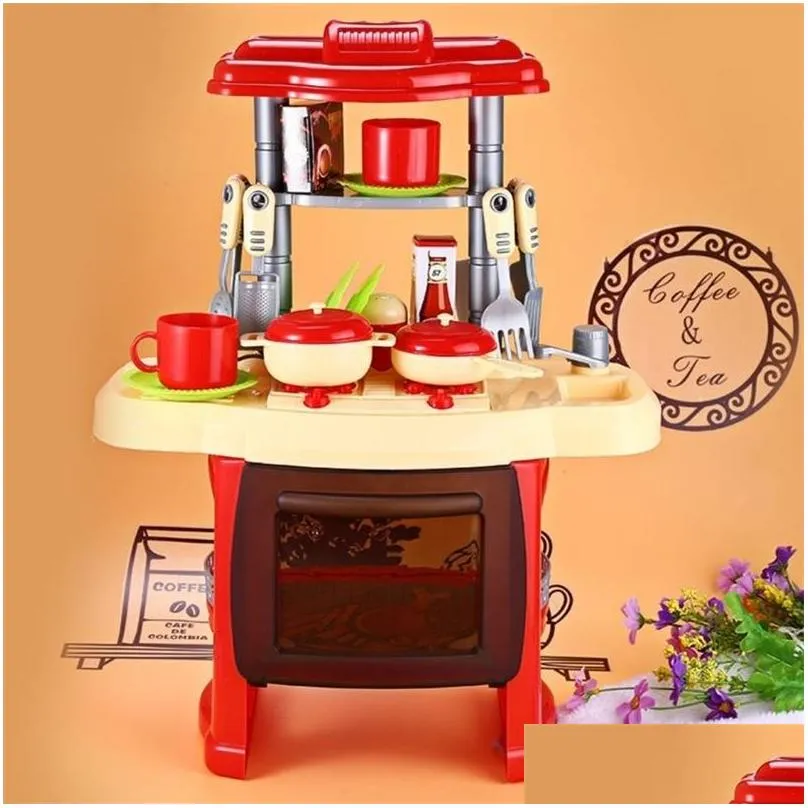 Kitchens & Play Food Kids Pretend Play Simation Kitchen Toys Set Cooking Game Miniature Food Mini Cookware Music Light Model Lj201211 Dhdyb