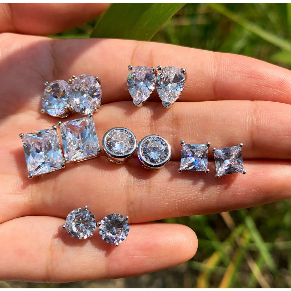 Zevena sieraden saet0001 925 sterling zilveren vierkante vorm diamant oorbellen voor vrouwen aaa kubieke zirkoon witte steen
