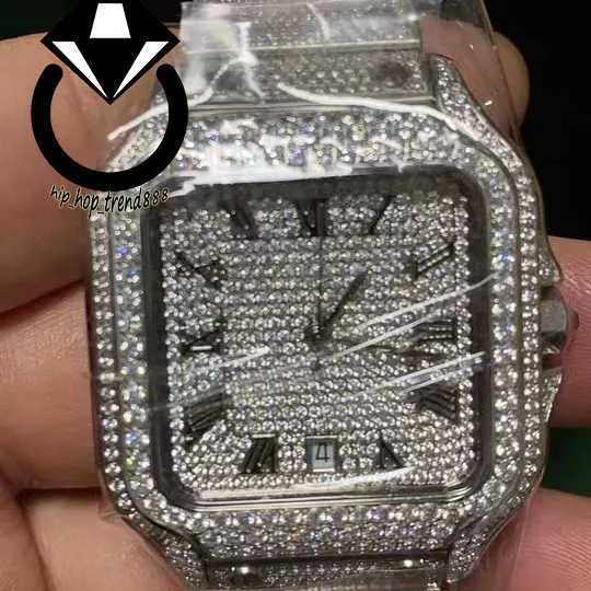 часы Iced Out, муассанит, персонализированные хип-хоп роскошные европейские и американские кварцевые механические часы -5