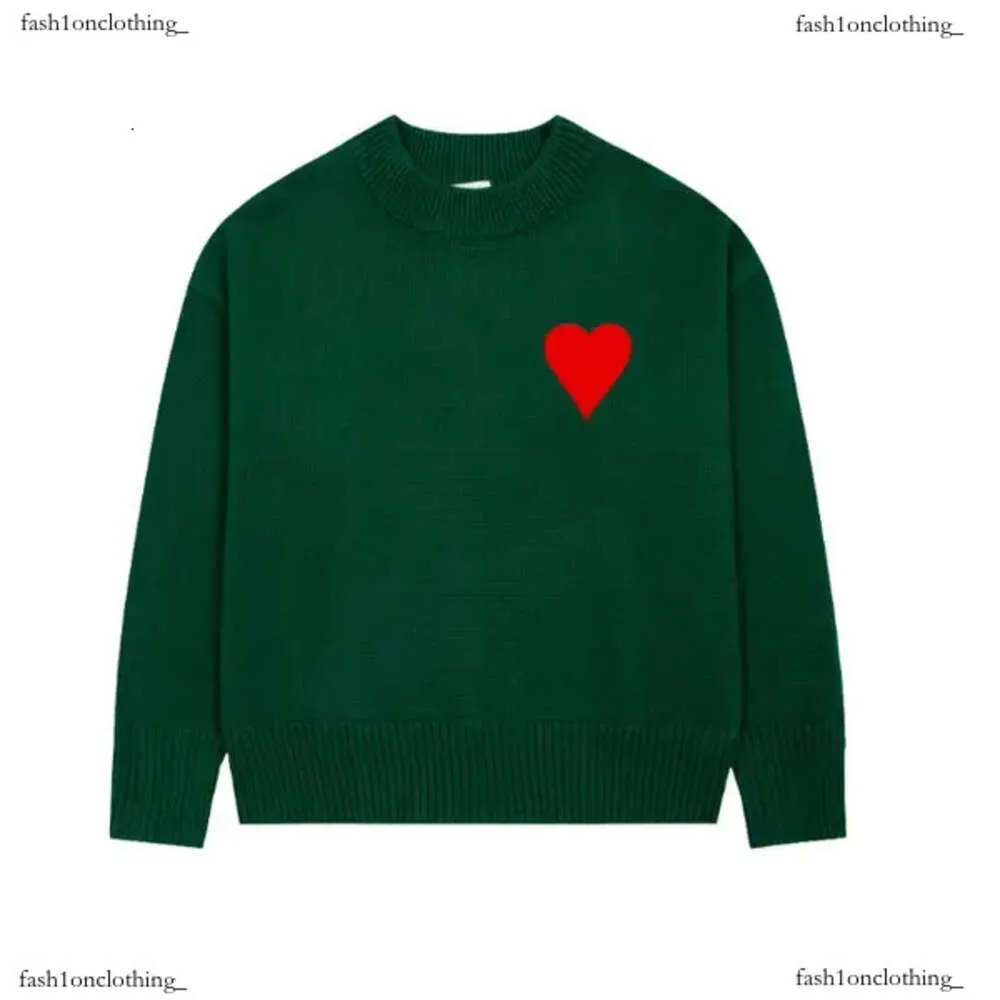 Amirs 유니esx 디자이너 Ami 스웨터 남성 패션 Amis Paris 심장 패턴 라운드 넥 니트웨어 스웨트 셔츠 고급 브랜드 애호가 Small Red 135