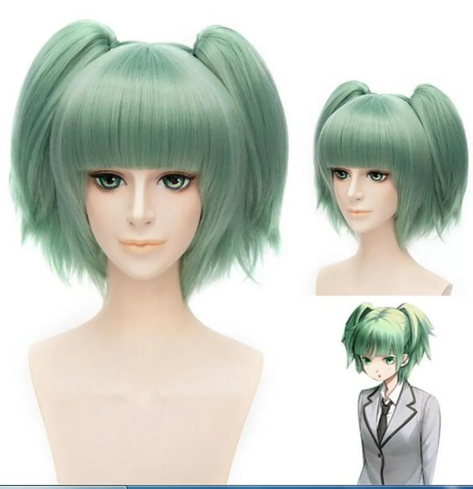 Assassinat classe Kayano Kaede Halloween courte queue de cheval verte Cosplay queue de cheval cheveux Wigs6053424